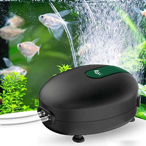 AQQA Aquarium Luftpumpe,Ultra Leise Aquarium Sauerstoffpumpe,8W Einstellbar Leistungsstarke Sauerstoffpumpe mit Doppeltes Auslassventil für 1200L von AQQA