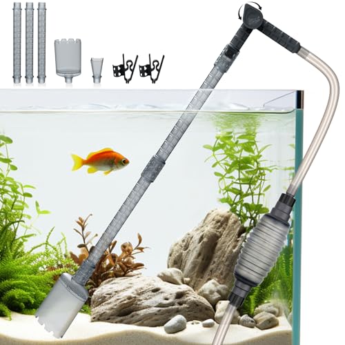 AQQA Aquarium Mulmsauger,Aquarium Wasserwechsel,3-in-1 Aquarium Kiesreiniger mit Wasserdurchflussregler,Aquarium Sauger Bodengrund Reinigen für Wasserwechsel und Filterkiesreinigung von AQQA