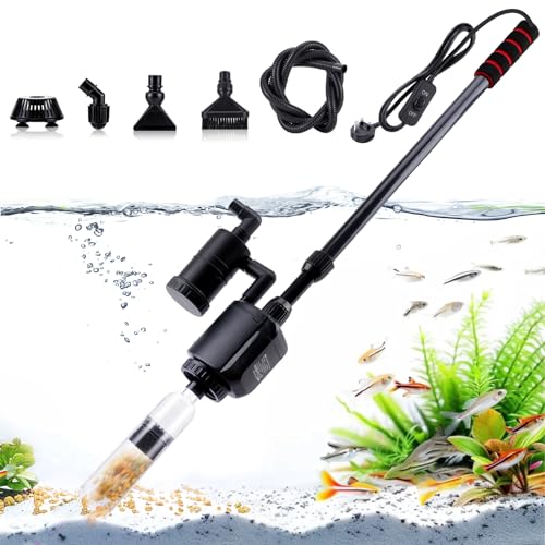 AQQA Aquarium Mulmsauger,6 in 1 Elektrisch Aquarium Wasserwechsel,20W Aquarium Kiesreiniger Staubsauger für Wasserwechsel,Sand Kies Filter,Algen Reinigung von AQQA