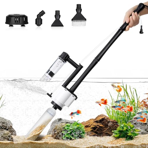 AQQA Aquarium Sauger, 8 in 1 Upgrade Mulmsauger Aquarium Elektrisch, 30W Aquarium Reinigungsset für Wasserwechsel, Sandwaschen, Filterung und Wasserumwälzung von AQQA