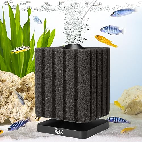 AQQA Aquarium-Schwammfilter, tauchfähiger Aquariumfilter, ultra-leiser interner Aquariumfilter für die Zucht von Garnelen, Betta-Tank mit Ersatzschwamm (M für 120–450 l) von AQQA