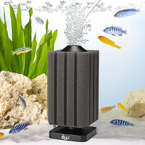 AQQA Aquarium-Schwammfilter, tauchfähiger Aquariumfilter, ultra-leiser interner Aquariumfilter für die Zucht von Garnelen, Betta-Tank mit Ersatzschwamm (S für 15–120 l) von AQQA