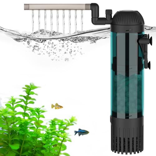 AQQA Aquariumfilter, 600 l/h, starker Durchfluss, 15 W, leise Aquarium-Filterpumpe mit 3-stufiger Filtration für Tanks bis zu 350 l von AQQA