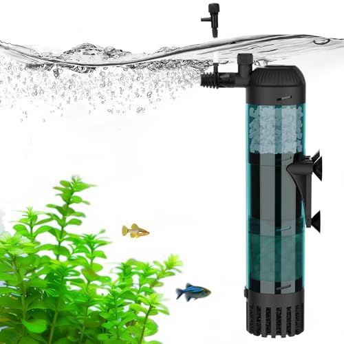 AQQA Aquariumfilter, 600 l/h, starker Durchfluss, 8 W, leise Aquarium-Filterpumpe mit 3-stufiger Filtration für Tanks bis zu 200 l von AQQA