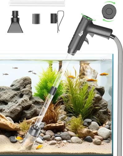 AQQA Aquarium Sauger, 4 in 1 Starke Absaugung Aquarium Reiniger, Einstellbarer Mulmsauger Aquarium für Wasserwechsel Sandwaschen Wasserfilterung und Wasserumwälzung von AQQA