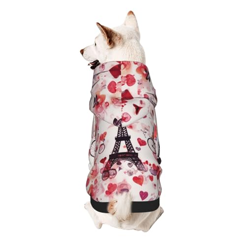 Cityscape Hunde-Kapuzenpullover mit Motiv Paris Tower Frankreich, weich, gemütlich und atmungsaktiv, niedliche Haustierkleidung für Hunde, Katzen, kleine Haustiere, Größe XS von AQRJLPO