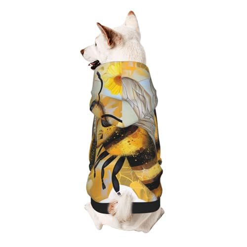 Honey Bee Hunde-Kapuzenpullover mit Kunstdruck, weich, gemütlich und atmungsaktiv, niedliche Haustierkleidung für Hunde, Katzen, kleine Haustiere, Größe L von AQRJLPO