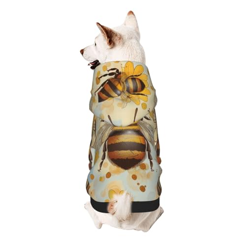 Honey Bee bedruckter Welpen-Kapuzenpullover, weich, gemütlich und atmungsaktiv, Haustier-Sweatshirt, niedliche Haustierkleidung für Hunde, Katzen, kleine Haustiere, Größe S von AQRJLPO