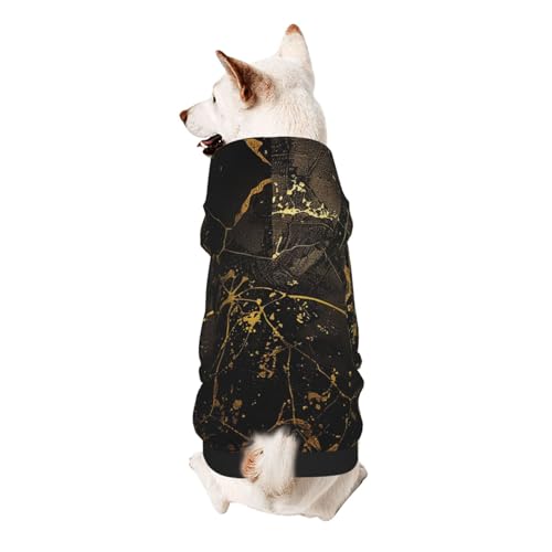 Hunde-Kapuzenpullover, weich, gemütlich und atmungsaktiv, niedliches Haustier-Sweatshirt für Hunde, Katzen, kleine Haustiere, Größe XL, goldfarben / Schwarz von AQRJLPO