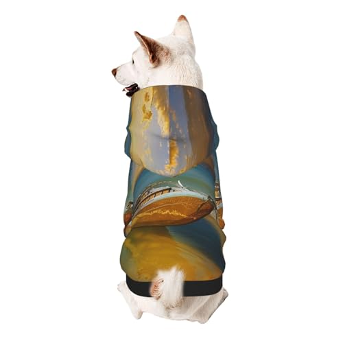 Hunde-Kapuzenpullover für Boot, Strand, Sonnenaufgang, nautischer Druck, weich, gemütlich und atmungsaktiv, niedliche Haustierkleidung für Hunde, Katzen, kleine Haustiere, Größe L von AQRJLPO