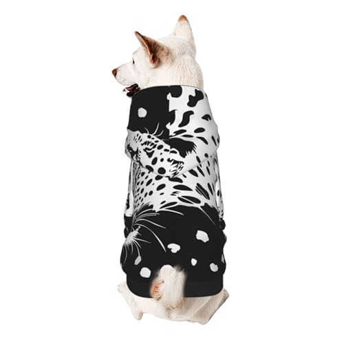 Hunde-Kapuzenpullover mit Leopardenmuster, weich, gemütlich und atmungsaktiv, niedliche Haustierkleidung für Hunde, Katzen, kleine Haustiere, Größe XS, Schwarz von AQRJLPO