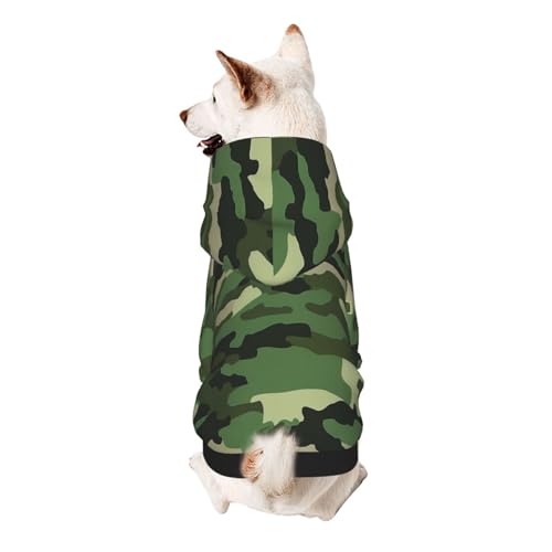 Hunde-Kapuzenpullover mit Militär-Camouflage-Muster, weich, gemütlich und atmungsaktiv, niedliches Haustier-Sweatshirt für Hunde, Katzen, kleine Haustiere, Größe S von AQRJLPO