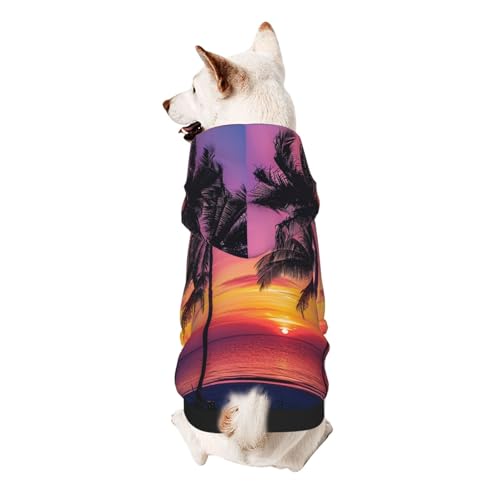 Hunde-Kapuzenpullover mit Palmen-Silhouette bei Sonnenuntergang, weich, gemütlich und atmungsaktiv, niedliche Haustierkleidung für Hunde, Katzen, kleine Haustiere, Größe XXL von AQRJLPO