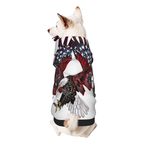 Hunde-Kapuzenpullover mit amerikanischer Adlerflagge, weich, gemütlich und atmungsaktiv, niedliche Haustierkleidung für Hunde, Katzen, kleine Haustiere, Größe S von AQRJLPO