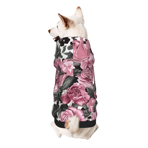 Hunde-Kapuzenpullover mit niedlichem Rosenmuster, Leopardenmuster, weich, gemütlich und atmungsaktiv, Haustier-Sweatshirt, niedliche Haustierkleidung für Hunde, Katzen, kleine Haustiere, Größe XL von AQRJLPO