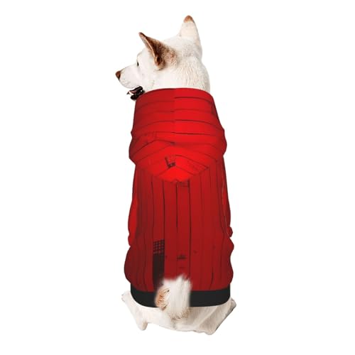 Hunde-Kapuzenpullover mit roten Streifen, weich, gemütlich und atmungsaktiv, niedliches Haustier-Sweatshirt für Hunde, Katzen, kleine Haustiere, Größe XS von AQRJLPO