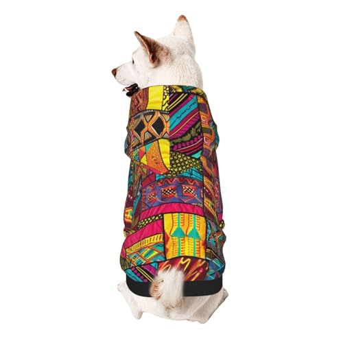 Kapuzenpullover aus afrikanischem Textil, Patchwork-Druck, bedruckt, weich, gemütlich und atmungsaktiv, Haustier-Sweatshirt, niedliche Haustierkleidung für Hunde, Katzen, kleine Haustiere, Größe L von AQRJLPO