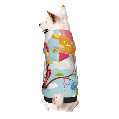 Kapuzenpullover mit Papageienmotiv, mit Cartoon-Motiven, weich, bequem und atmungsaktiv, für Haustiere, niedliches Kleidungsstück für Hunde, Katzen, Kleintiere von AQRJLPO