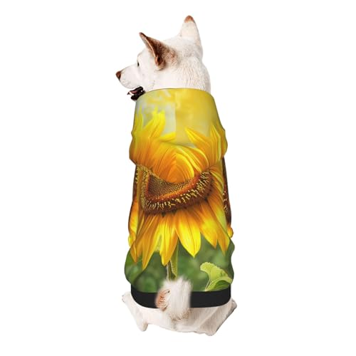 Kapuzenpullover mit Sonnenblumen-Aufdruck, weich, gemütlich und atmungsaktiv, niedliche Haustierkleidung für Hunde, Katzen, kleine Haustiere, Größe S von AQRJLPO