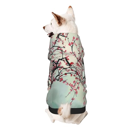 Kapuzenpullover mit japanischem Kirschbaum-Aufdruck, weich, gemütlich und atmungsaktiv, Haustier-Sweatshirt, niedliche Haustierkleidung für Hunde, Katzen, kleine Haustiere, Größe XXL von AQRJLPO