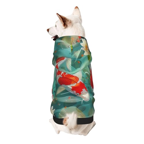 Kapuzenpullover mit japanischem Koi-Fisch, bedruckt, weich, gemütlich und atmungsaktiv, Haustier-Sweatshirt, niedliche Haustierkleidung für Hunde, Katzen, kleine Haustiere, Größe S von AQRJLPO