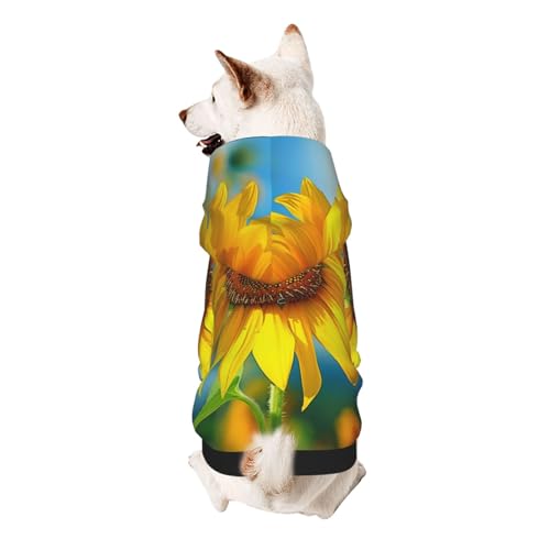 Kapuzenpullover mit schönem Sonnenblumen-Aufdruck, weich, gemütlich und atmungsaktiv, Haustier-Sweatshirt, niedliche Haustierkleidung für Hunde, Katzen, kleine Haustiere, Größe L von AQRJLPO