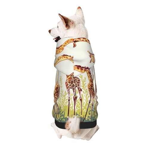 Kapuzenpullover mit süßem wildem Cartoon-Giraffen-Motiv, weich, gemütlich und atmungsaktiv, Haustier-Sweatshirt, niedliche Haustierkleidung für Hunde, Katzen, kleine Haustiere, Größe L von AQRJLPO