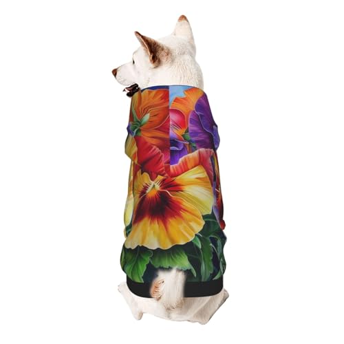 Pansy Perfection Bedruckter Welpen-Kapuzenpullover, weich, gemütlich und atmungsaktiv, Haustier-Sweatshirt, niedliche Haustierkleidung für Hunde, Katzen, kleine Haustiere, Größe S von AQRJLPO