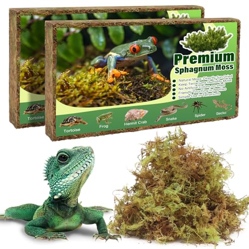 AQUA KT Reptilien Premium Sphagnummoos Natur Waldmoos Einstreu Substrat für Eidechse Schlange Frosch Leopard Gecko Schildkröte Einsiedlerkrebs Terrarium Lebensraum von AQUA KT