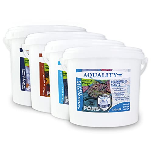 AQUALITY Gartenteich Herbst & Winter Komplett Spar-Set (1. Herbst- & Winterschutz - 2. Teichschutzsalz - 3. AQUABALLS - GRATIS: 4. Regenwasserschutz), Set-Größe:Set 5000 von AQUALITY Aquaristik & Gartenteich