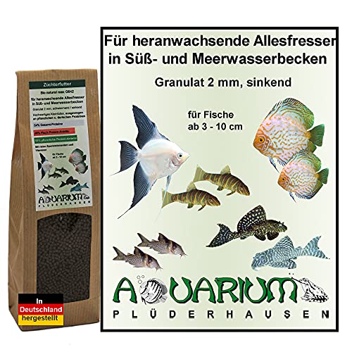 AQUARIUM PLÜDERHAUSEN Aufzucht-u. Hauptfutter, alle heranwachsende Fische, viel Proteine, Gran 2mm, 170g/250ml von AQUARIUM PLÜDERHAUSEN