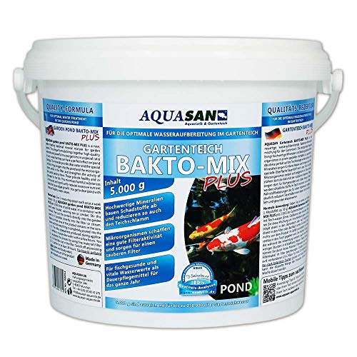 AQUASAN Gartenteich BAKTO-Mix Plus (Wasseraufbereitendes Pflegeprodukt - Leistungsstarke Mikroorganismen, hochwertige Mineralien für kristallklares Teichwasser), Inhalt:5 kg von AQUASAN Aquaristik & Gartenteich