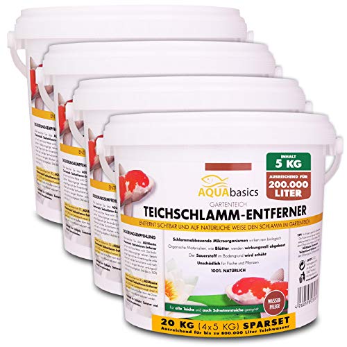 AQUAbasics Gartenteich Teichschlamm-Entferner baut im Teich Schlamm, Mulm und Organische Stoffe (Blätter) natürlich ab, Größe:20 kg von AQUAbasic
