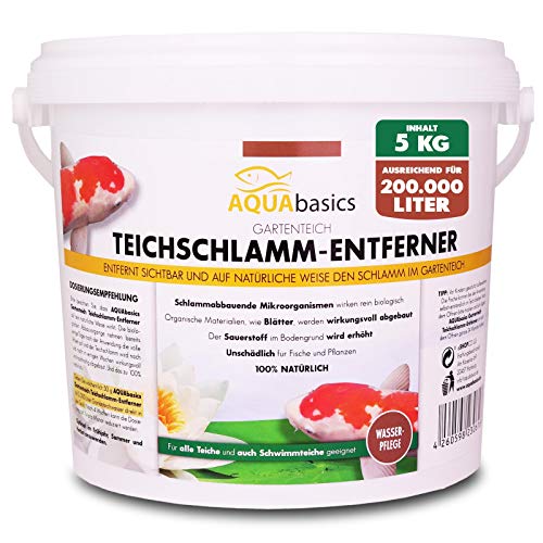 AQUAbasics Gartenteich Teichschlamm-Entferner baut im Teich Schlamm, Mulm und Organische Stoffe (Blätter) natürlich ab, Größe:5 kg von AQUAbasic