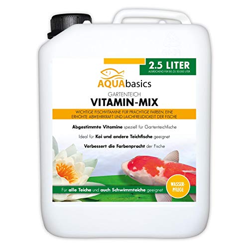 AQUAbasics Gartenteich Vitamin-Mix versorgt die Fische mit lebenswichtigen Fischvitaminen und sorgt für eine ausreichende Versorgung der Tiere, Größe:2.5 Liter von aquabasics