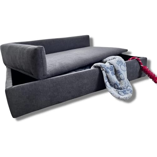 Schlafsofa mit Bett für Haustiere, mit speziellem Stoff und gepolstertem Boden, grau von ARANAZ S.L. MANUFACTURAS DE LA MADERA