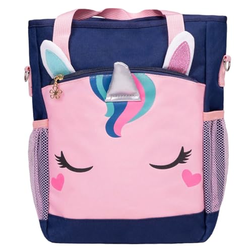 ARBO-INOX Putztasche Einhorn-Optik QHP blau-rosa Reissverschluss Netztaschen Tragegriff von ARBO-INOX