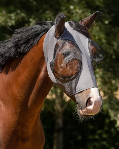 Fliegenmaske Fliegenschutz elastisch mit Reißverschluss Grau (Full Warmblut) von ARBO-INOX