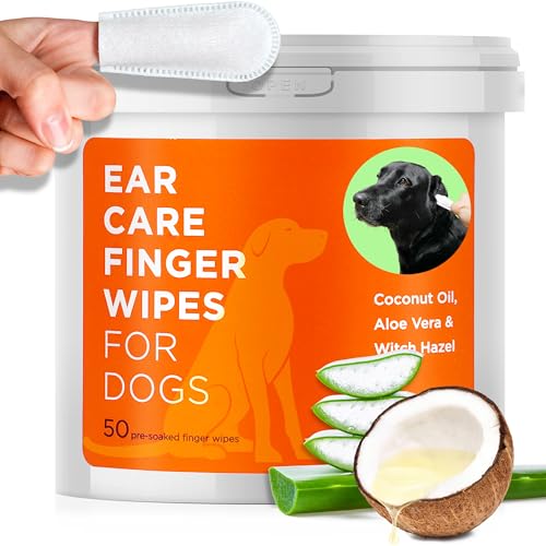 Grehge AR Care Finger Wipes for Dogs - Dog Ear Cleansing Finger Wipes – Pet Ear Cleaning Pads- Gently Dissolves Wax, Dirt & Odor- Coconut Oil & Aloe Vera Extracts Dog Ear Wipes (50 Finger Wipes) von ARCA PET