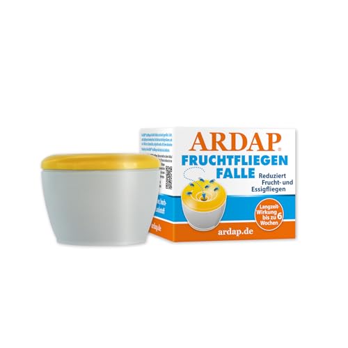 ARDAP Fruchtfliegenfalle - Obstfliegenfalle zur Reduktion von Fruchtfliegen & Essigfliegen - Hochwirksamer Lockstoff - Fruchtfliegenfalle für Küche & Co., Insektizidfrei gegen Fruchtfliegen von ARDAP