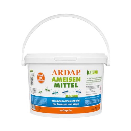 ARDAP Repell Ameisenmittel 3kg - Ameisenpulver - Ameisenstreumittel - Mittel gegen Ameisen - Ameisenpulver zum Streuen draußen - Ameisenmittel für draußen - Wirkt schnell & effektiv bei akutem Befall (PT19) von ARDAP