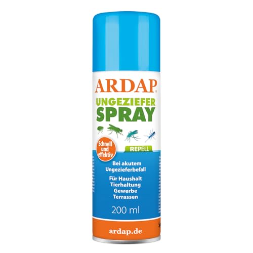 ARDAP Repell Ungezieferspray 200ml - Insektenspray bei akutem Ungezieferbefall - Abwehrend bei Insektenbefall - Insektenspray Wohnung - Mückenspray - Schädlingsfrei - Wirkt schnell & effektiv (PT19) von ARDAP