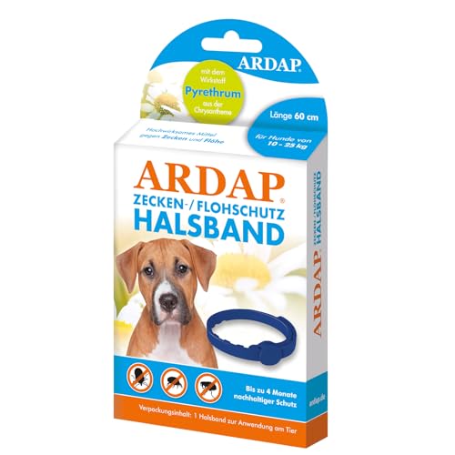 ARDAP Zecken- & Flohschutzhalsband für Hunde bis 25kg - Bis zu 4 Monate nachhaltiger Langzeitschutz - Natürlicher Wirkstoff gegen Zecken & Flöhe von ARDAP