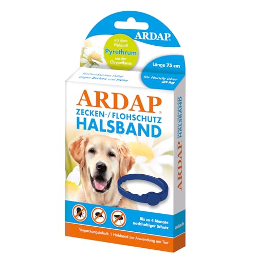 Ardap Zecken- & Flohschutzhalsband für Hunde über 25kg - Bis zu 4 Monate nachhaltiger Langzeitschutz - Natürlicher Wirkstoff gegen Zecken & Flöhe (PT19) von ARDAP