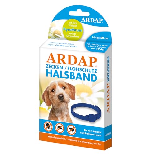 ARDAP Zecken- & Flohschutzhalsband für Hunde & Welpen bis 10kg- Bis zu 4 Monate nachhaltiger Langzeitschutz - Natürlicher Wirkstoff gegen Zecken & Flöhe (PT19) von ARDAP