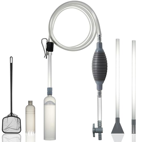 AREPK Aquarium Siphon Staubsauger Kit mit Dual Vakuumröhren für verschiedene Tankgrößen und ein Fischnetz, Aquarium Kiessauger von AREPK