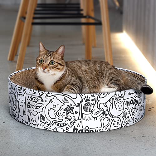 ARGOPET Katzenkratzbaum Karton Katzenkratzunterlage Napf Nest für Indoor Katzen Katzen Kratzliege Lounge Bett 2in1 Runde Katzenkratzbrett Wellpappe Kratzpad Katzenkätzchen Trainingsspielzeug von ARGOPET