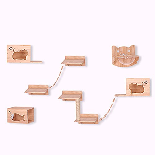 Wandmontierte Katzenregal-Sets, Kletterwand Katzen, Katzen Kletterwand Set, Indoor-Katzenwandserie for Sitzen Und Klettern ( Color : E ) von ARHAMS