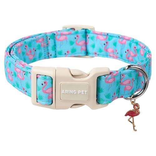 ARING PET Flamingo Hundehalsband, Hundehalsband mit Flamingos Bedruckt, Niedliches Baumwoll-Halsband mit Schnellverschluss aus Kunststoffschnalle für Jungen und Mädchen Hunde ARING PET Flamingo Hundehalsband, Hundehalsband mit Flamingos Bedruckt, Niedliches Baumwoll-Halsband mit Schnellverschluss aus Kunststoffschnalle für Jungen und Mädchen Hunde von ARING PET