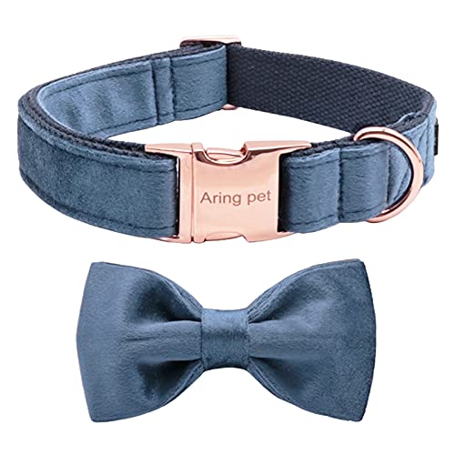 ARING PET Hunde Halsband mit Fliege, Samt, mit abnehmbarer Fliege, niedliches und bequemes Hundehalsband. von ARING PET